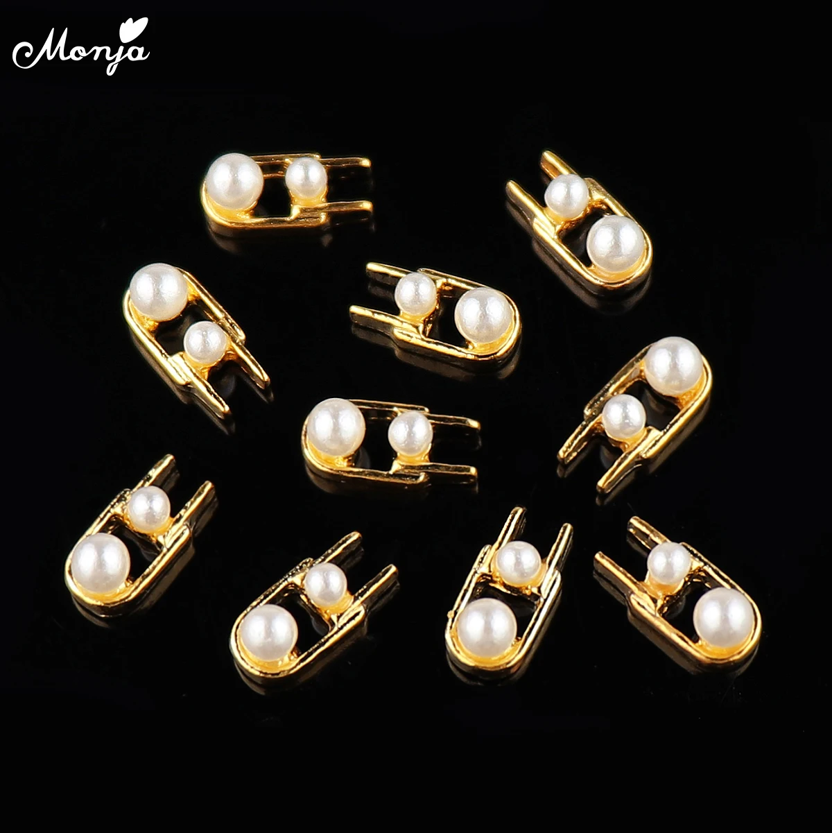 Monja 1 упаковка u-образный дизайн Металлизированное украшение для ногтей шпильки 3D