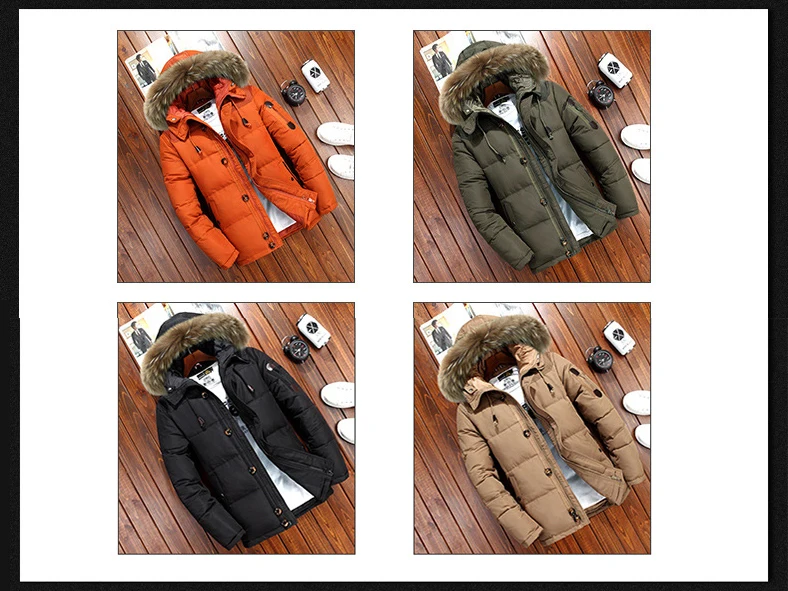 40 Degree Cold Resistant Down Jacket Men Thick Warm 90% White Duck Down Hooded Natural Fur Collar Man Waterproof Mens Down Coat
