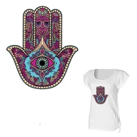 a colorful hand of fatima patches washable women t shirt sticker iron on clothes decoration accessory applique y 066