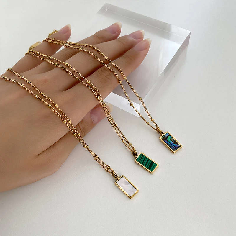 Женское прямоугольное ожерелье Peri'sBox с зеркальной поверхностью 2020|Цепочки| |