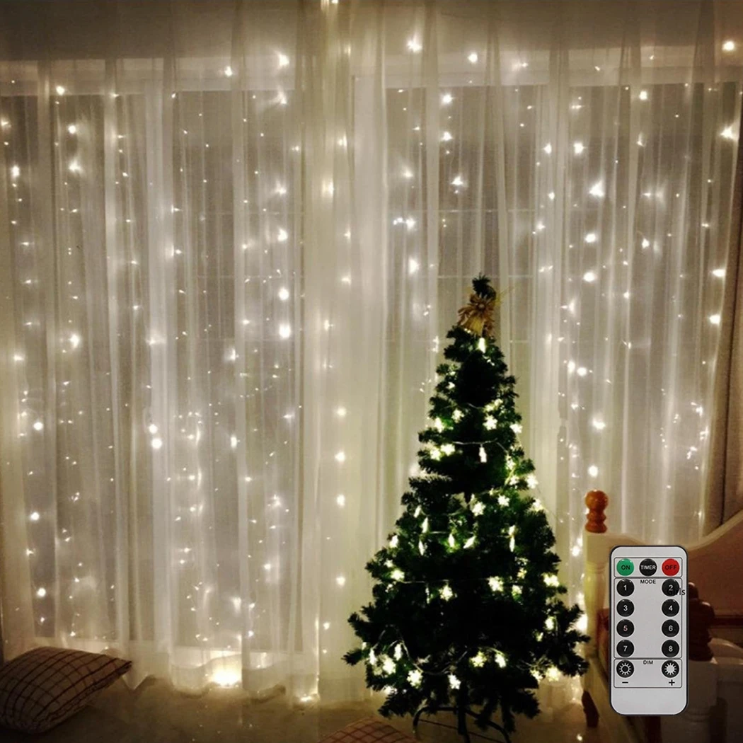

String Light USB Waterproof 300-LED Fairy Light Window Curtain Light With Remote Control Curtain Light 8 Modes Light