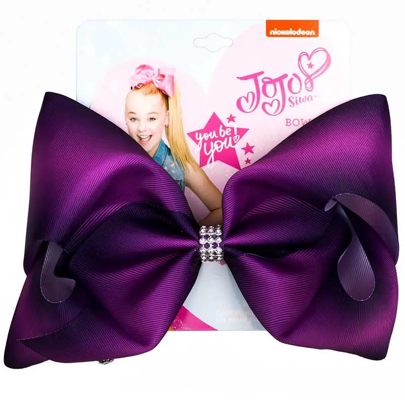 8&quot Jojo Siwa Hair Bows Rainbow Hairpin Handmade Printed Ribbon Bowknot Jumbo Girl Party Accessories for Kids Clip |