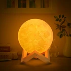 Прямая поставка; 3D печать Луны лампы 2 цвета светодиодный ночной Светильник для Рождественского украшения домашний декор креативный подарок зарядка через usb сенсорный Сенсор