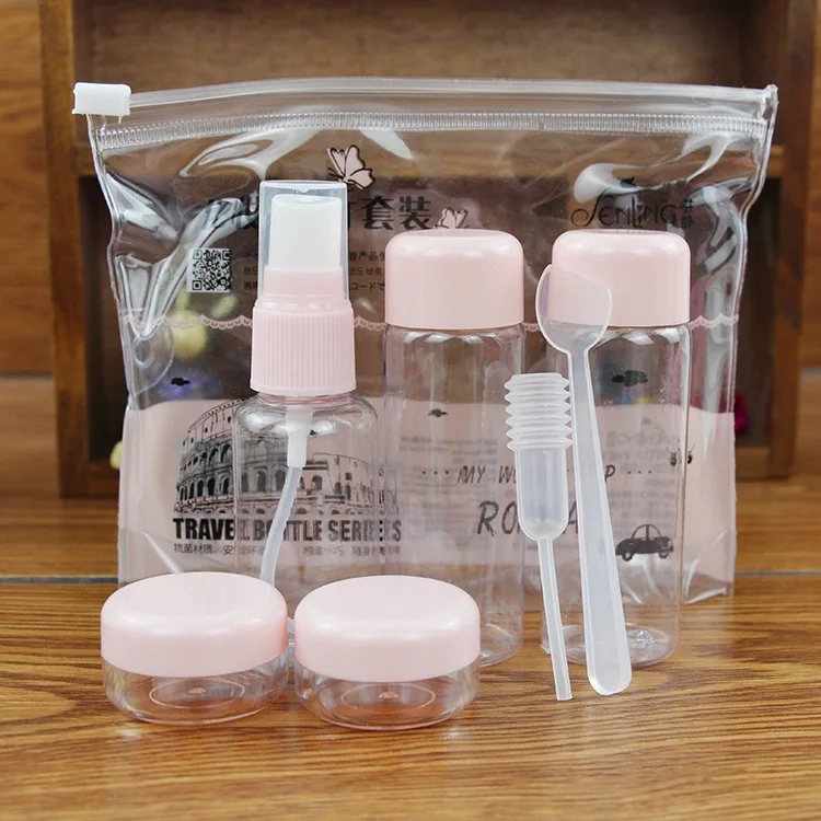 7pc/Set Travel Mini Makeup Cosmetic Face Cream Pot Bottles Plastic Transparent Empty Make Up Container Bottle Travel Accessorie