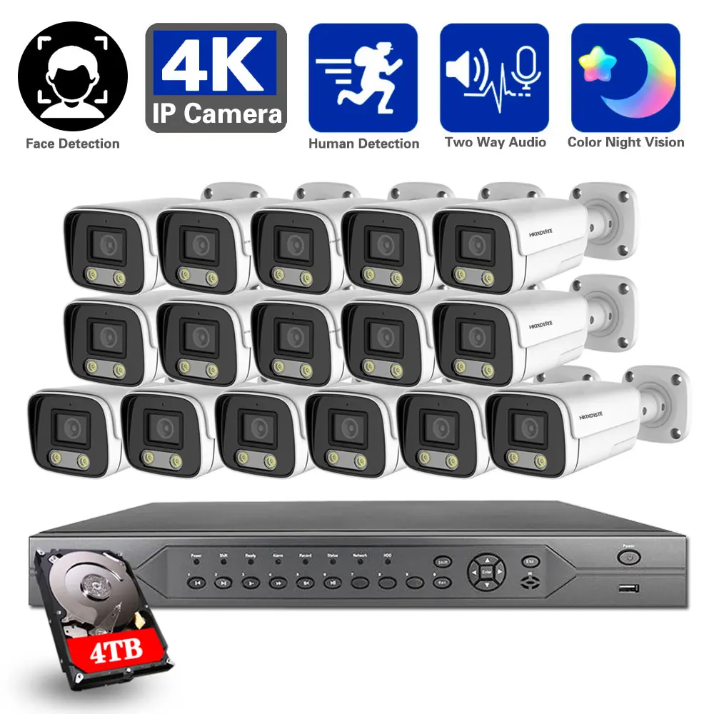 

Система видеонаблюдения Ai Smart, 8 Мп, 8-канальный сетевой видеорегистратор с питанием по Ethernet, обнаружение лиц, двусторонняя аудиосвязь, наруж...