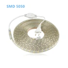 SMD 5050 AC 220V Светодиодная лента для улицы водонепроницаемая лента 220V 5050 220V светодиодсветильник M 5M 10M 20M 25M гибкая светодиодная Диодная лента