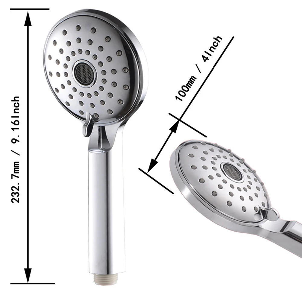 

Handheld Shower Head High Pressure Chrome Finish Adjustable 2 Spary Setting Water Saving Luxury Spa Shower Nozzle For Bathroom