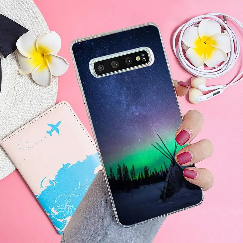 

Iceland Northern Lights Phone Case Transparent for Samsung A71 S9 10 20 HUAWEI p30 40 honor 10i 8x xiaomi note 8 Pro 10t 11