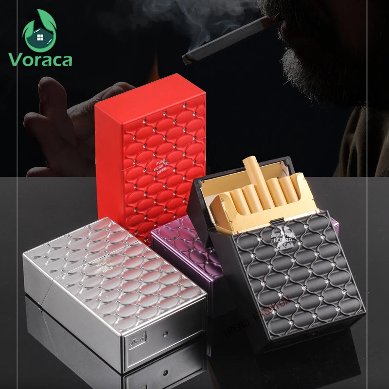 

Top Flip Press Open Plastic Cigarette Case Portable Muiticolor 20 Sticks Lighter Storage Box Holder Smoking Tools Random Color