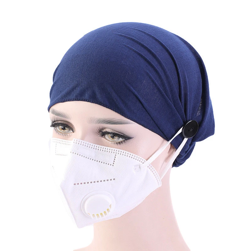 

2020 Solid Color Muslim Fashion Turban Bonnet For Women Ready To Wear Button Inner Hijab Caps Arab Wrap Head Scarf Hijabs Cap