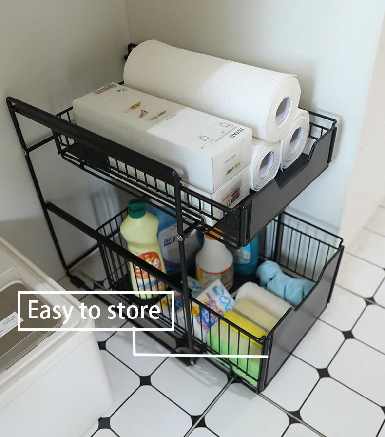 netel under sink storage rack 2 tier sliding cabinet basket countertop pull out organizer drawer spice shelf in the kitchen free global shipping