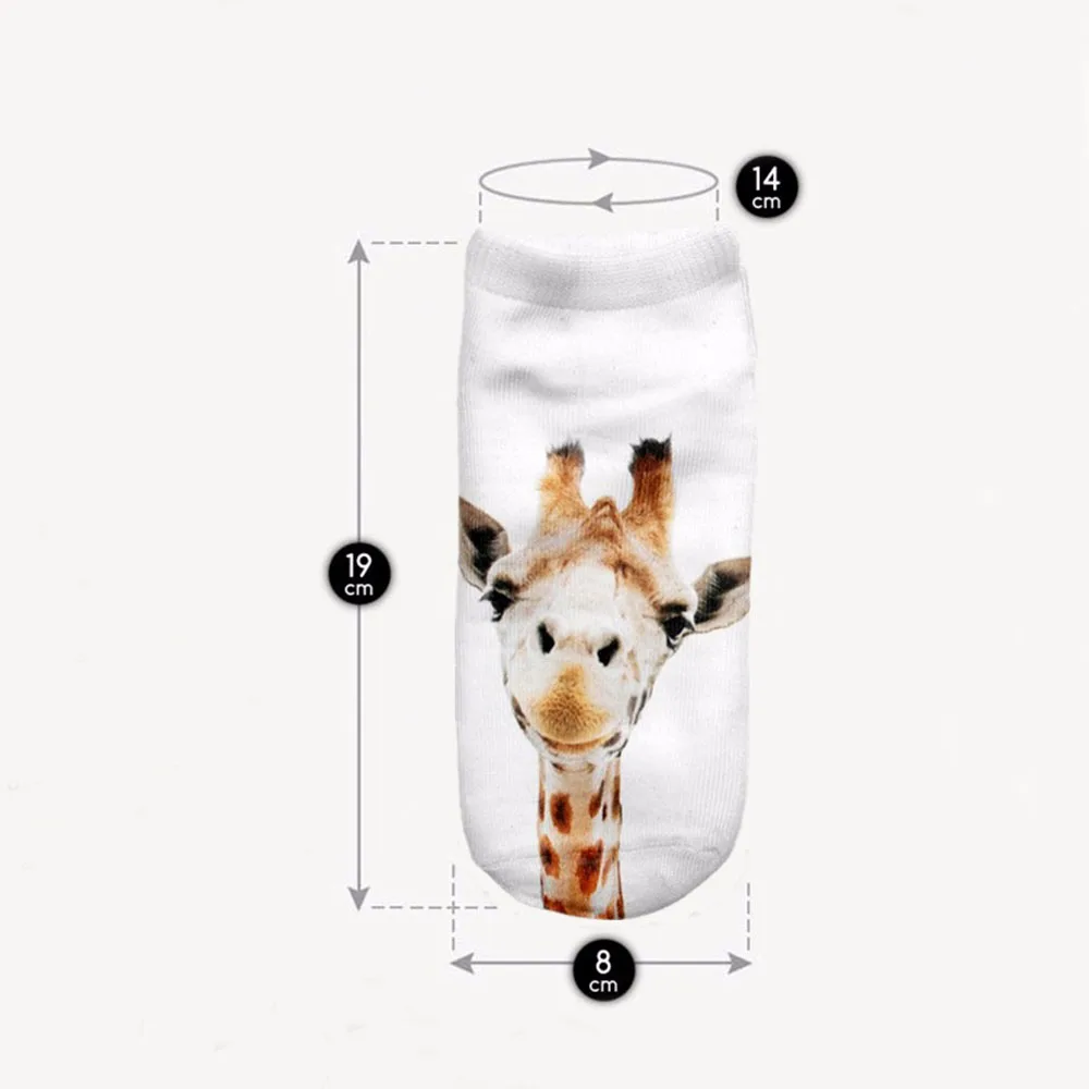 Милые носки с объемным принтом жирафа женские до щиколотки жирафом дышащие