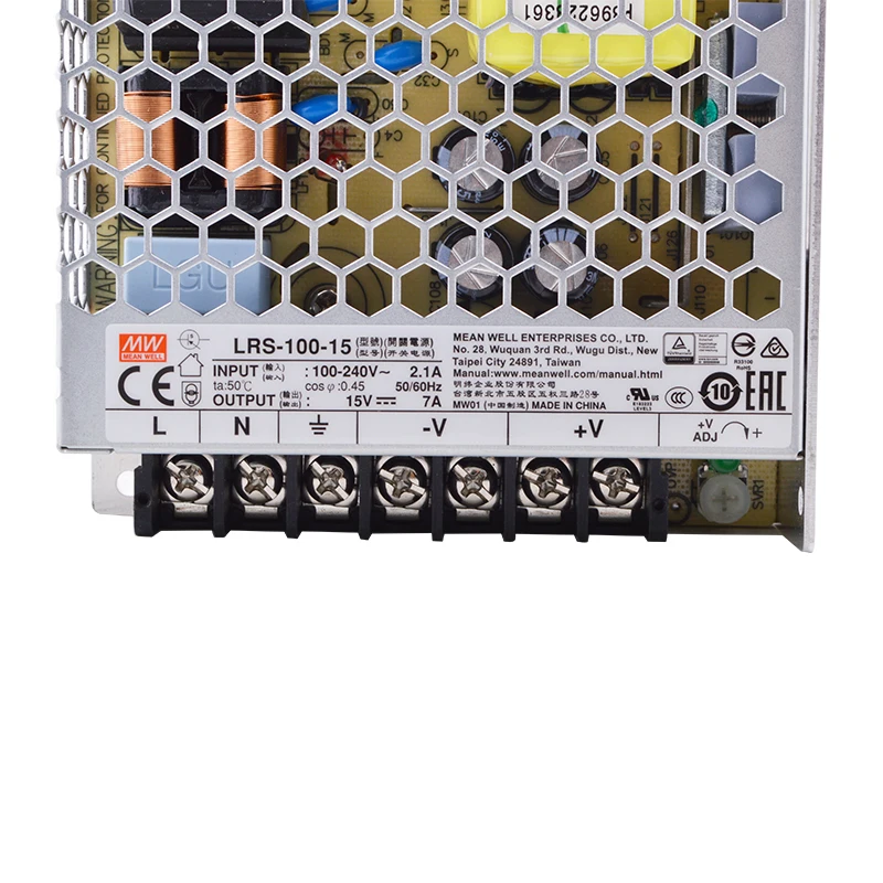 MEAN WELL LRS-100-15 105W 15V Источник питания с переключением 110V/220V AC на DC 7A единица силы Meanwell PSU трансформатор включен.