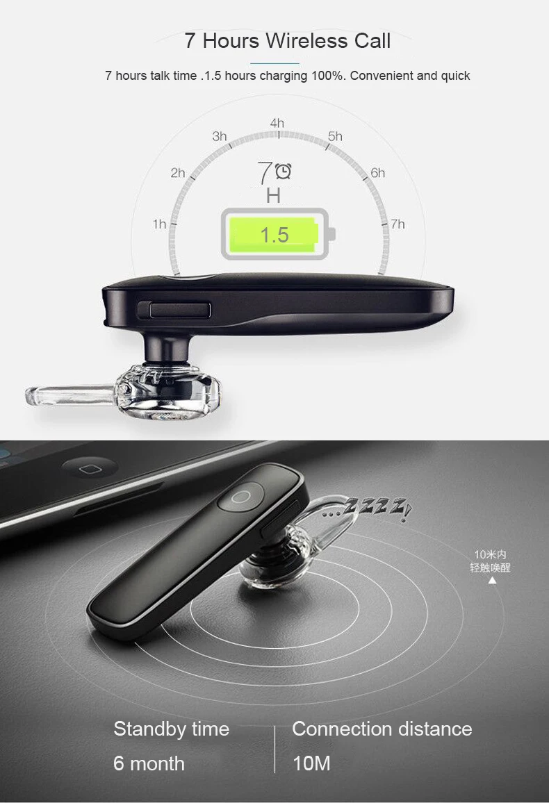 Bluetooth M165 бизнес мини беспроводная Спортивная гарнитура с микрофоном handsfree телефонный звонок наушники для смартфонов