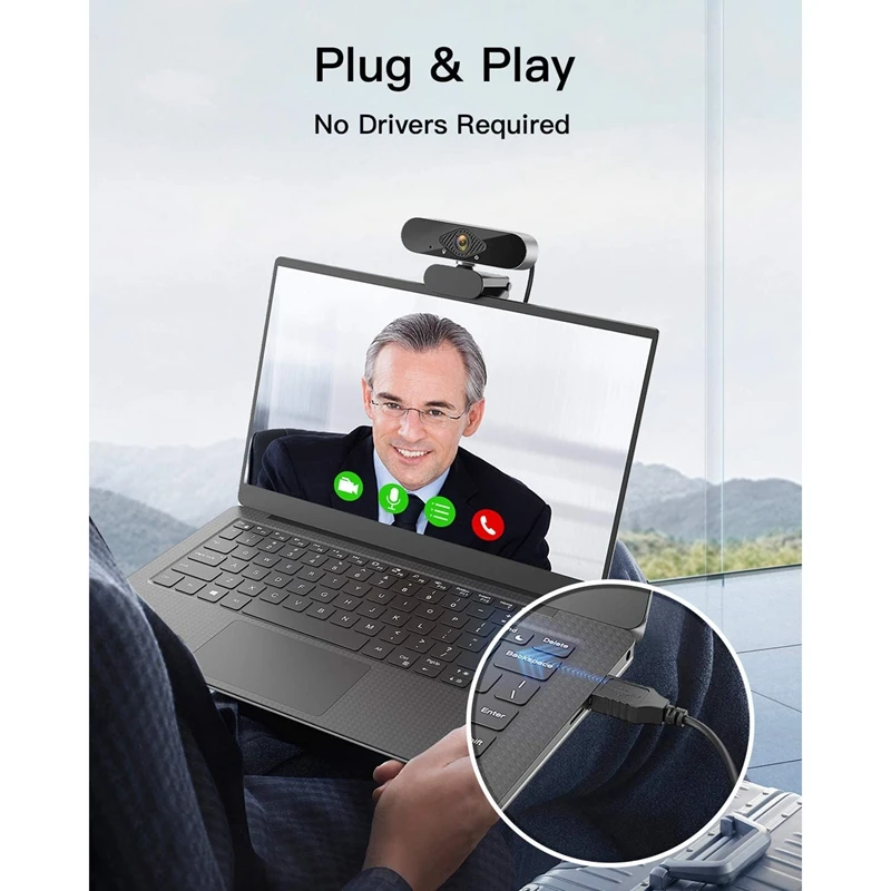 

1080P HD Webcam with Microphone Computer Web Camera USB Wide Angle for Laptop Video Calling