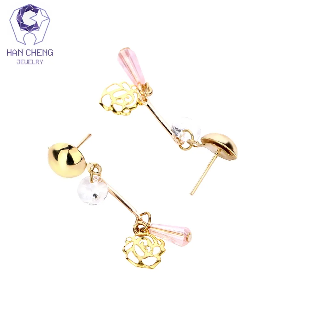 Новые модные висячие серьги HanCheng с золотым цветком подвесками бусинами и
