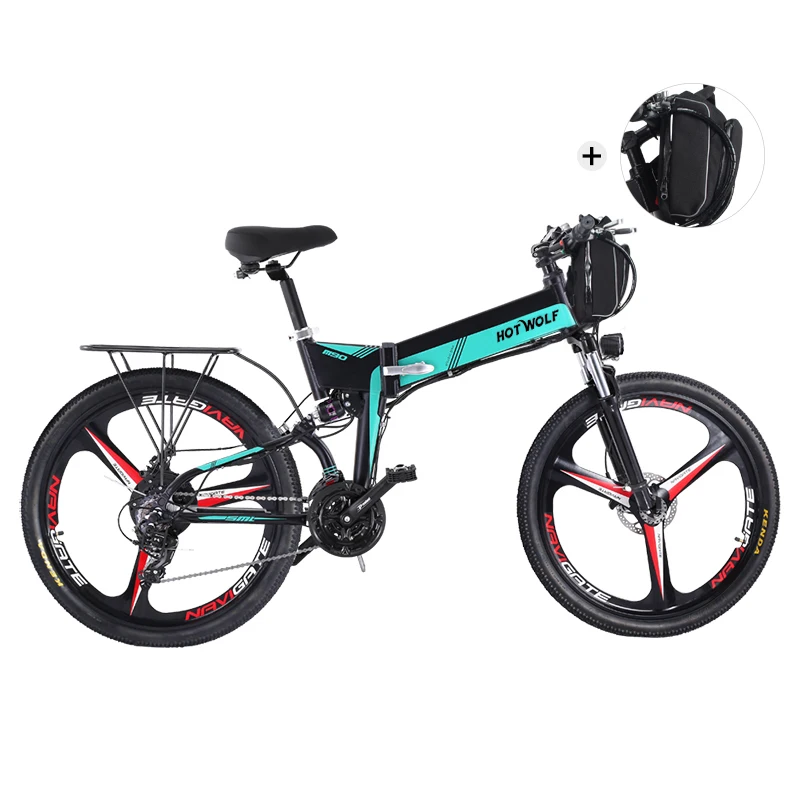 Складной электрический горный велосипед 350W Переменная скорость 21 Взрослый 48V15AH Двойная батарея Эбайк велосипед.