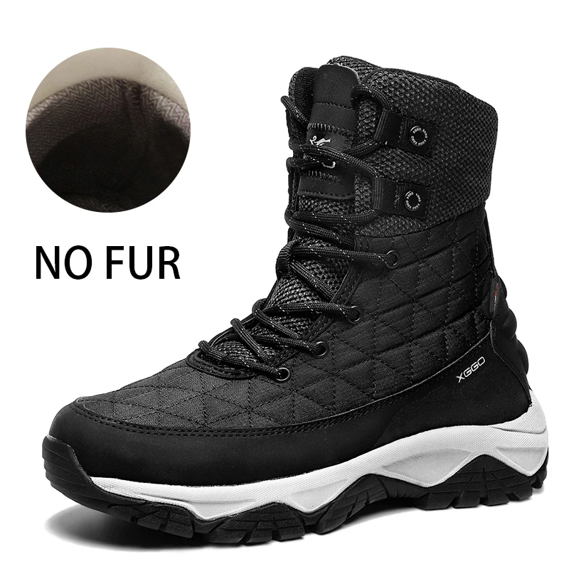 68911 No Plush Black XIANG GUAN Man Hiking Shoes Men Waterproof Plush Warm High Top Climbing Mountain Tactical Boots Outdoor Sports Trekking Sneakers - Цвет: 68911 No Plush Black