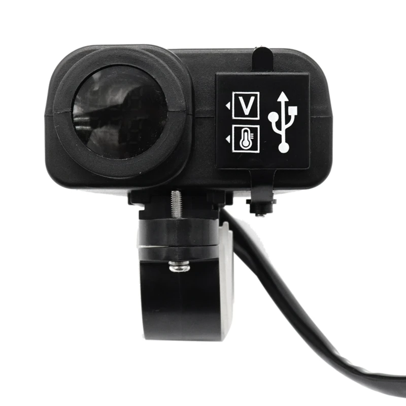 

12V To 5V Motorcycle Usb Charger For Moto 2.1A 12V Motorcycle Charger With Voltmeter Led Display Thermometer