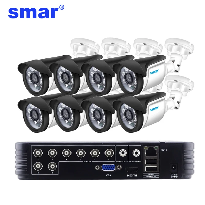 Smar 8CH 1080N AHD DVR CCTV Системы 1.0MP/2.0MP ИК Ночное видение на открытом воздухе