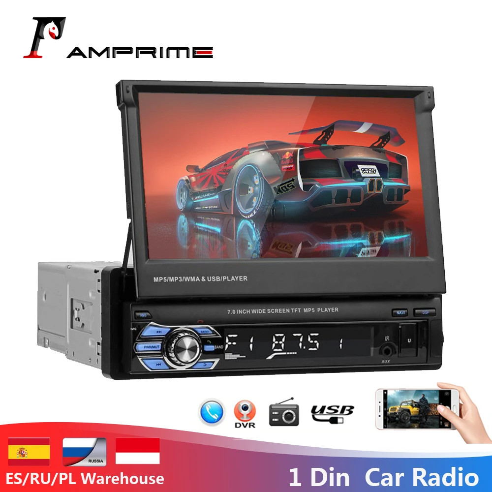 Автомагнитола AMPrime универсальный MP5-плеер с сенсорным экраном 7 дюймов Bluetooth FM USB