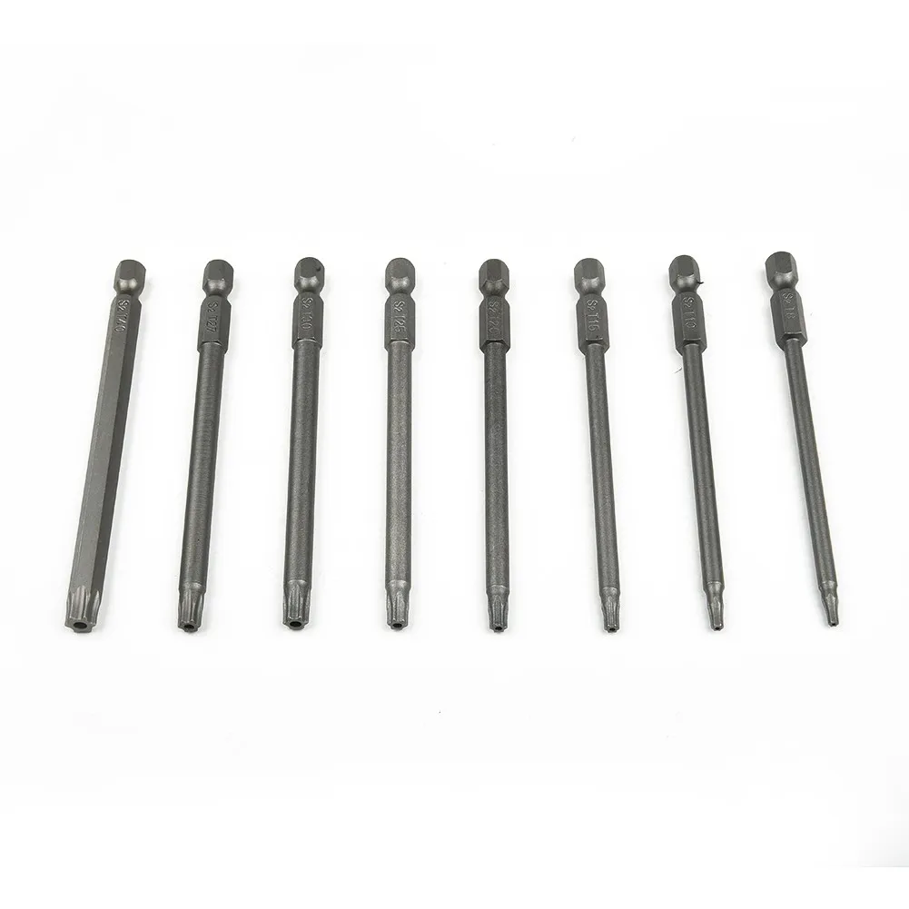 

8Pcs Tamper Proof Security Screwdriver Bit Set S2 Steel 100MM Extra Long Hex Magnetic Screw Driver Head