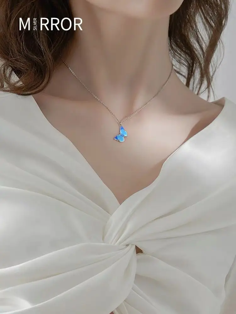 

Цепочка-бабочка женская, из серебра 2020 пробы, с кулоном