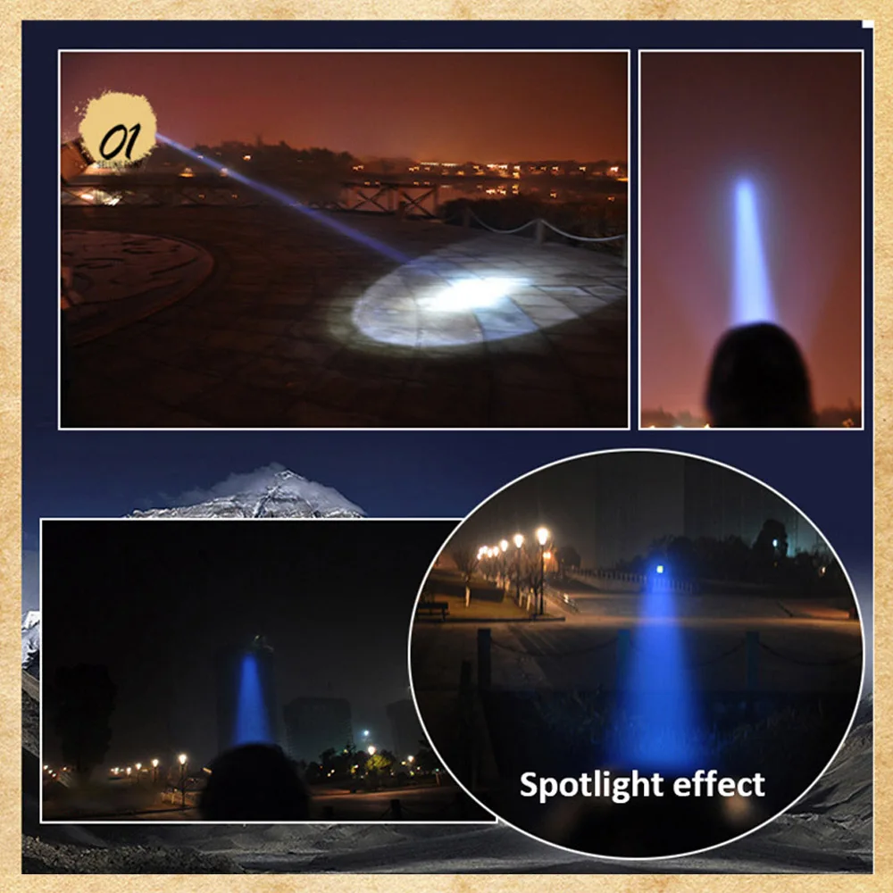 

New Strong Light LED Focus Flashlight 5 modes Super Bright Torch Rechargeable use 18650 Camping Hiking Searching Caving Lighting