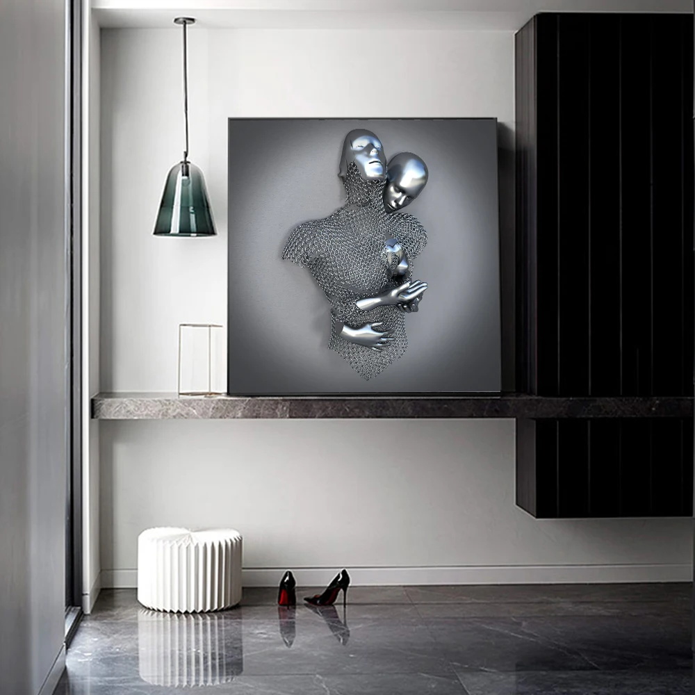 

Metal Figure Statue Art Canvas Painting Abstract Romantic Posters and Prints Wall Art Picture Modern Living Room Home Decoration