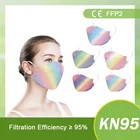 Радужная градиентная многоразовая сертифицированная маска KN95 для взрослых, маска, маска для лица, защитная маска с фильтром, Пылезащитная маска FPP2 в виде рыбы CE