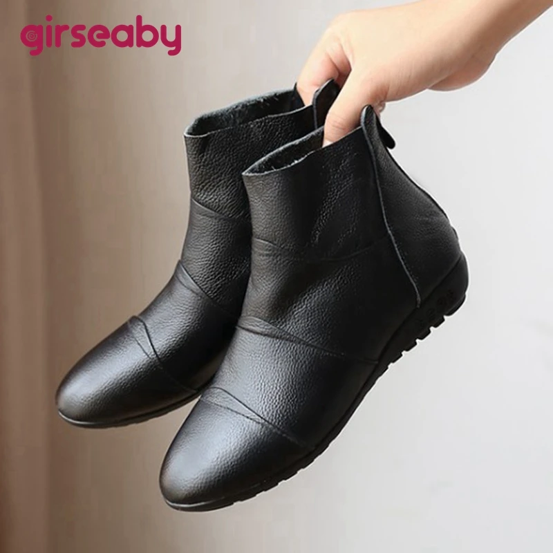 

Ботинки женские зимние из натуральной кожи, с плюшевой подкладкой