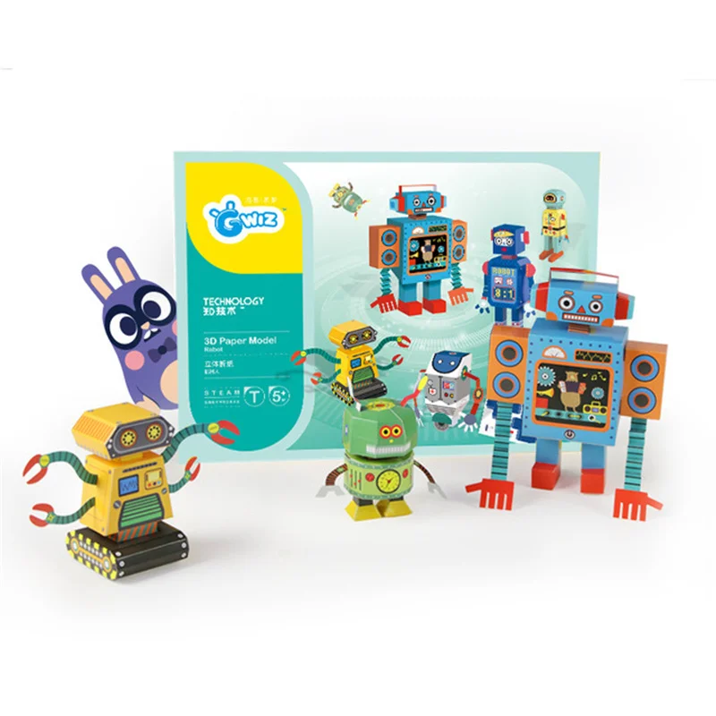 

GWIZ children handcrafted toys 3D stereoscopic animal shaped origami in English DIY paste interesting paper cutting