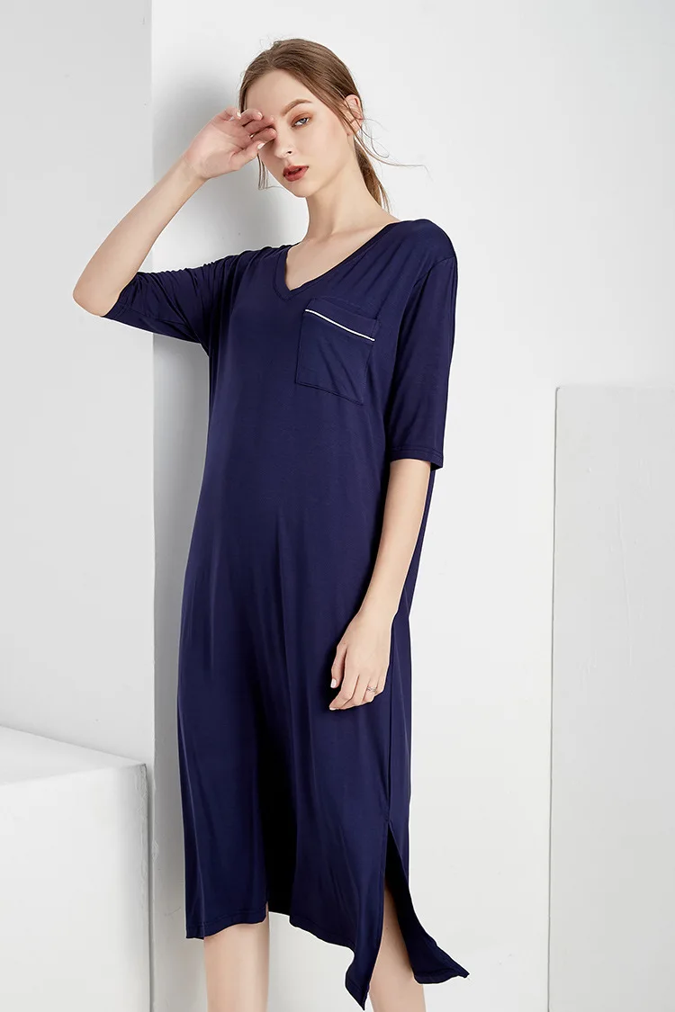 Summer Sexy Modal Short Sleeve Women's Nightdress Add Fat MM Nightwear Leisure Home Dress Long Skirt Sleepwear Women Nightgown