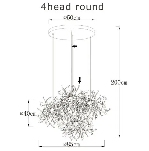 4head round Terzani Argent люстра освещение ручной работы из нержавеющей стали люстра с листьями лампа Вилла чулок освещение/подвесные светильники - Цвет абажура: 4head round