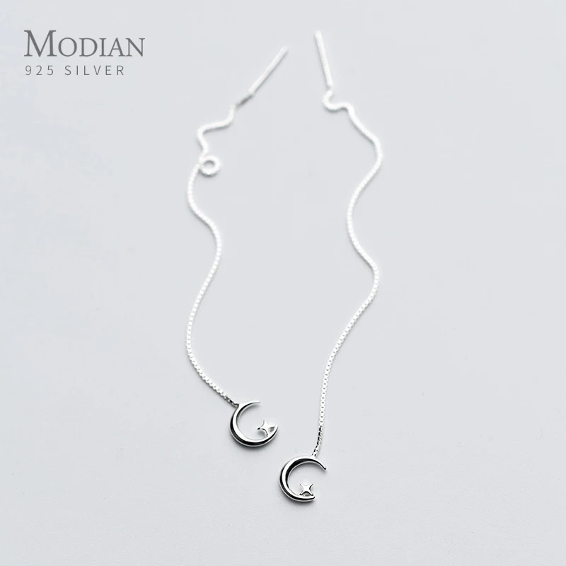 Modian Новые простые мечта Луна Длинная цепочка Висячие серьги для женщин и девушек