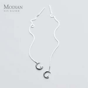 Женские длинные серьги-подвески Modian, висячие серьги из стерлингового серебра 925 пробы с изображением Луны и простой мечты, Подарочная бижутерия