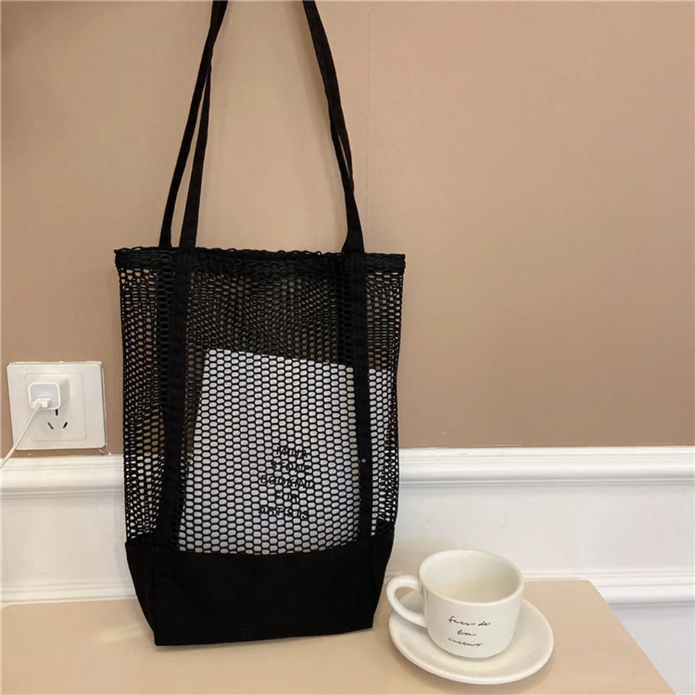 Холщовая пляжная сумка на плечо сетчатая сумочка через Женский мессенджер тоут