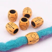 10 pcsbag hot selling dreadlock beads dread cuff braided imitation wood large hole beads hair rings fashion micro hair beads