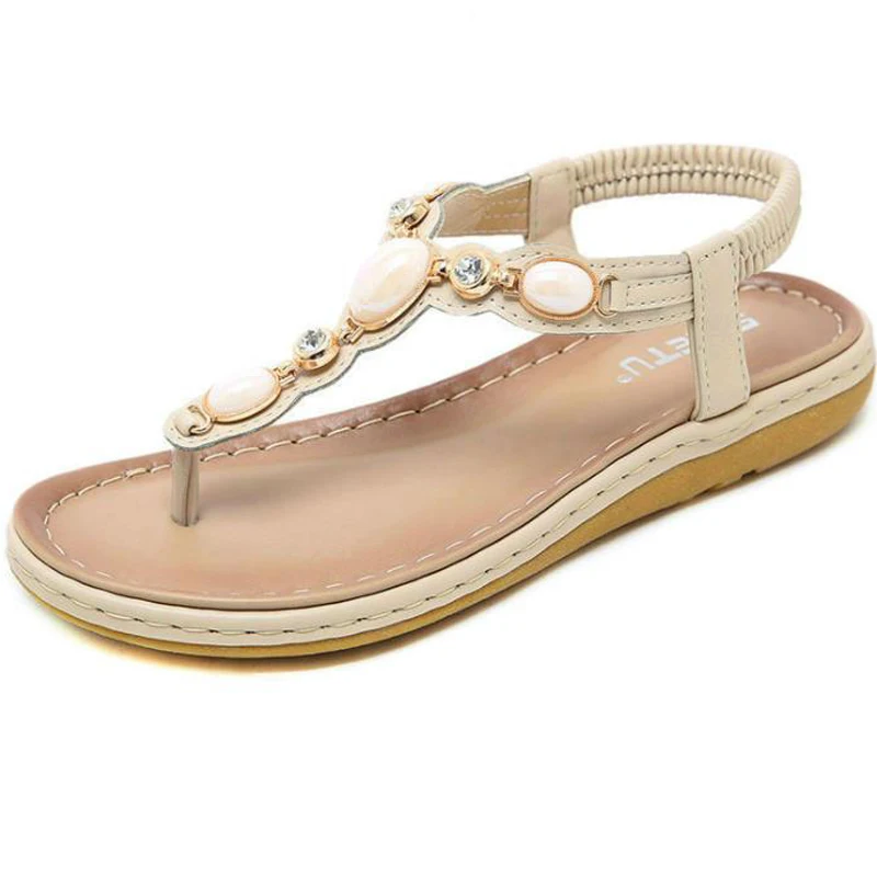 

2020 New Fashion Woman Sandals Bohi Vintage Diamond Flat Shoes Beach Holiday Vacation Sandal