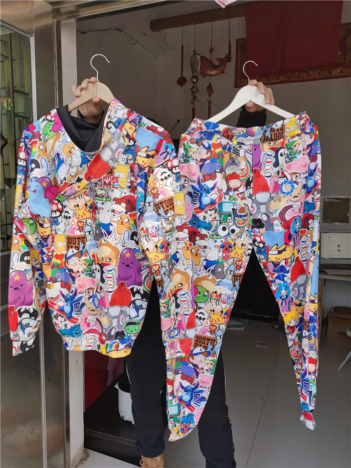 Брюки с рисунком из мультфильма; повседневные свободные спортивные брюки; женские брюки для бега в стиле хип-хоп; брюки для уличных танцев