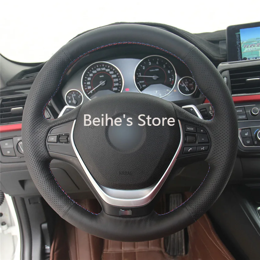 

Car Steering Wheel Cover Hand-stitch on Wrap Cover Car interior decoration For BMW F20 2012-2018 F45 2014-2018