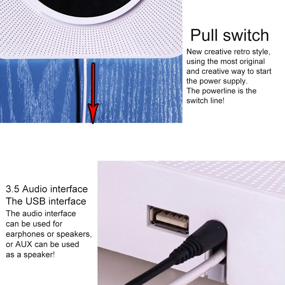 Встроенный HiFi динамик CD плеер портативный домашний настенный USB Домашний Bluetooth