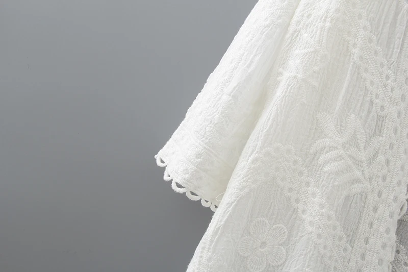 

Cotton Summer Tops 2020 Fashion Casual White Shirt Embroidery Long Women Clothes 3/4 Sleeve Loose Blouse Kimono Cardigan