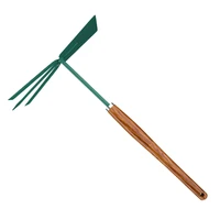 garden tools double side hoe and rake wooden handle multiple function hand tools for garden 45 carbon steel gardening tool