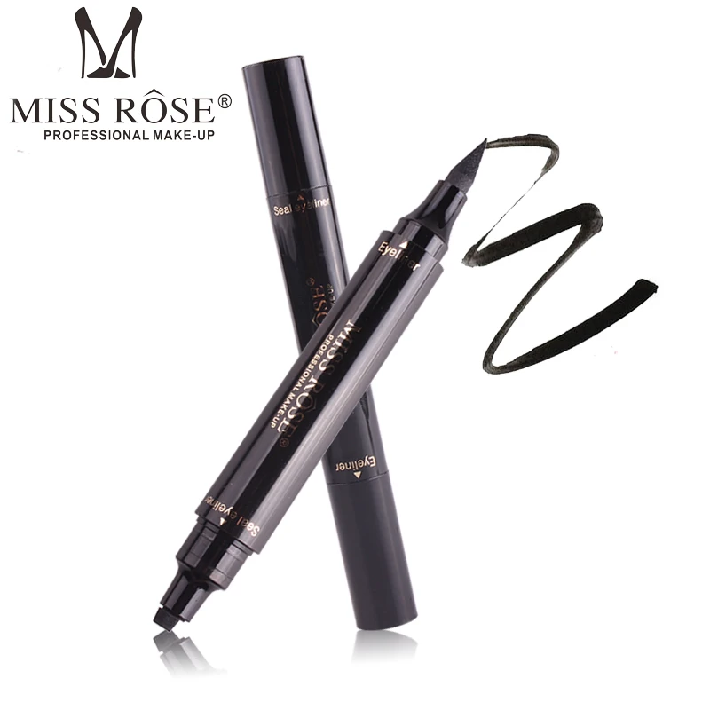 

Double-Headed Seal Black Eyeliner Triangle Seal Eyeliner Pencil 2-in-1 Waterproof Eyes Make kit with Eyeliner Pen Eyeliner Stamp
