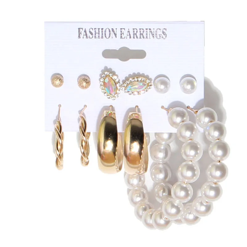 

Personality Sweet Simulated Pearl Big Hoop Earrings Woman Party Jewelry