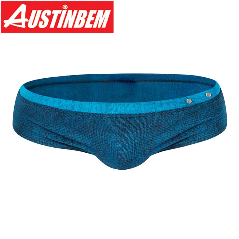 Мужские плавки боксеры Austinbem однотонные с низкой талией для плавания