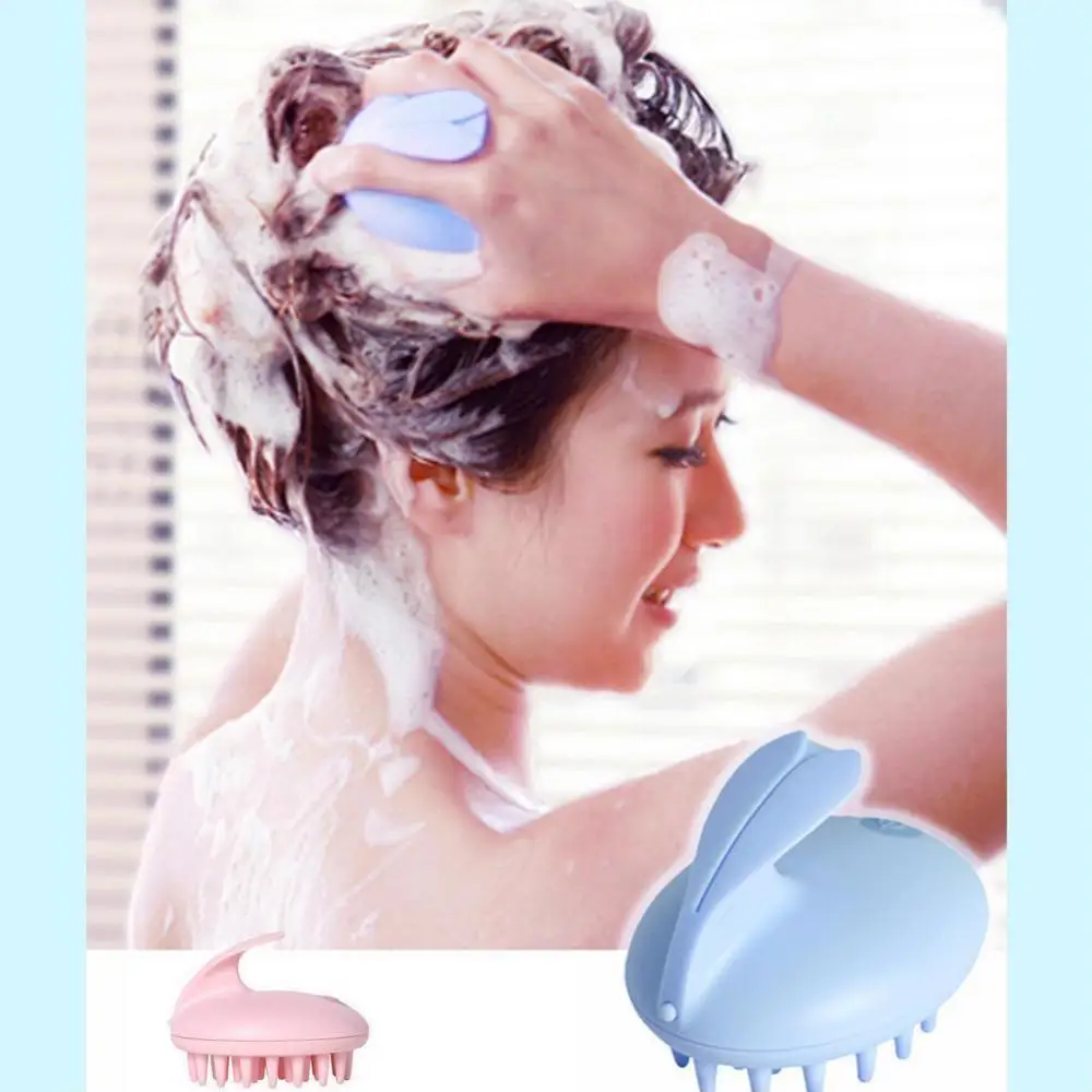 Rabbit blue Силиконовый шампунь, кисть для головы, душа, тела, мытья волос, массажный массажер, расческа, Прямая поставка, шампунь, Массажная щетка - Цвет: Rabbit blue