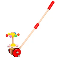 single pole pushing and pulling childrens stroller solid wood educational toys 1 2 3 years old baby walker toddler car to play