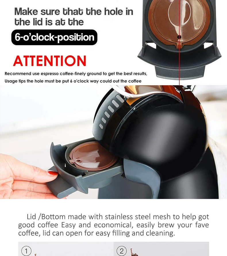 Coffee filter Refillable capsule filter cup Reusable coffee bag Barista's tools Espresso tool Compatible with nestle Dolce Gusto